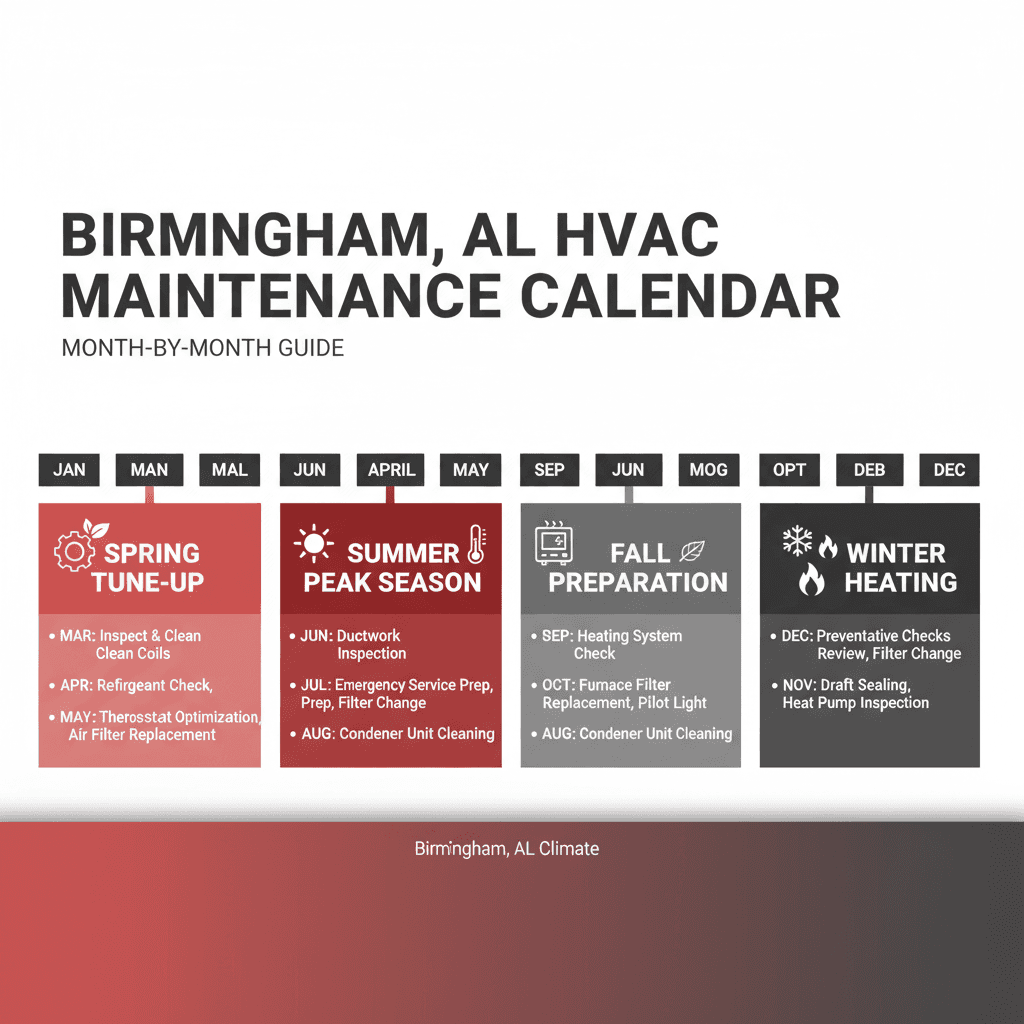 Seasonal HVAC calendar for Homewood Alabama