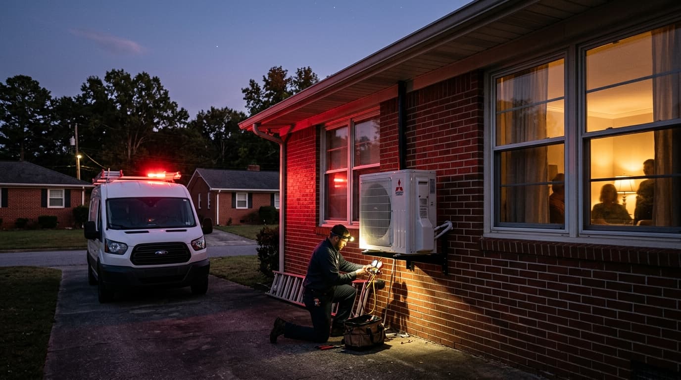 Emergency ductless mini-split repair Birmingham AL east corridor